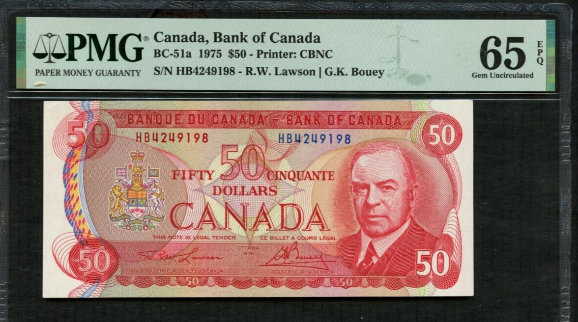 1975  CANADA **50 DOLLAR**  BC-51a CHOICE UNC **PMG 65 EPQ**FREE SHIPPING** 0228