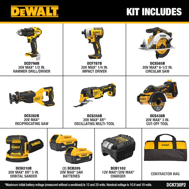 DEWALT 7-TOOL COMBO KIT 20V MAX - DCK730P2