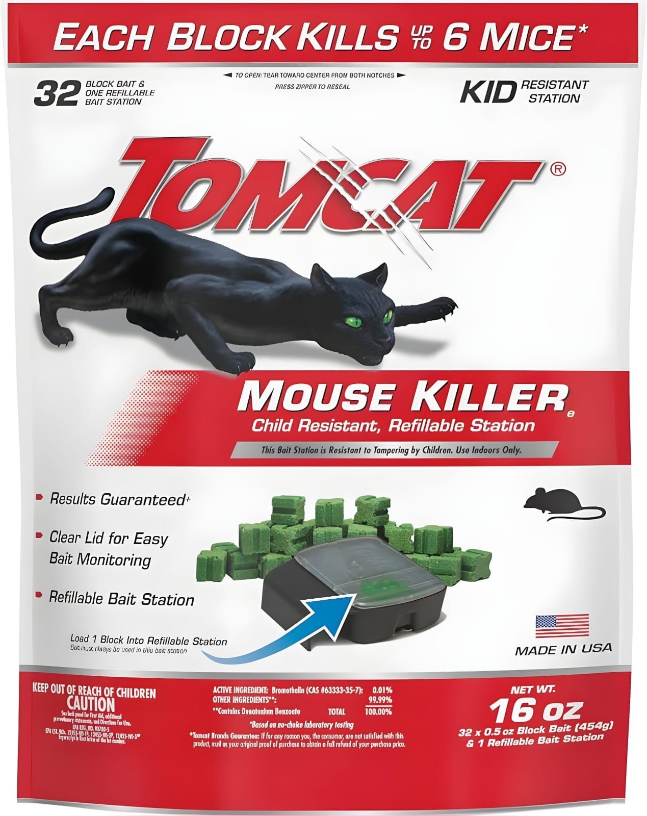 Mouse Mice Rat Killer 32 Blocks Bait Poison Rodent Station Trap Tomcat Control..