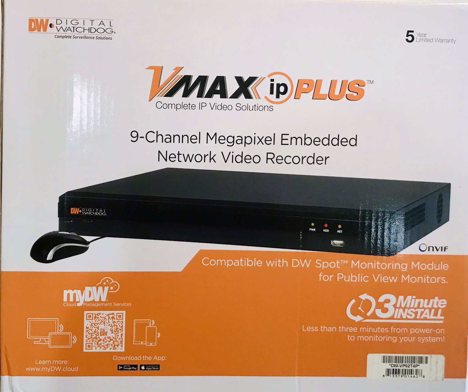 Digital Watchdog VMAX IP Plus 16-Channel PoE NVR 3TB Control ONVIF DW-VP163T16P