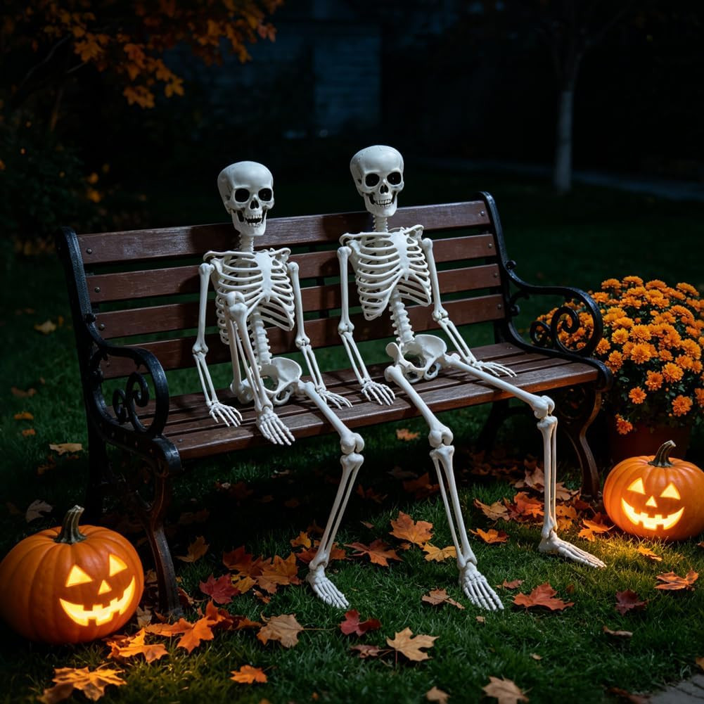 2PACK 36" Skeleton Halloween Decorations, 3FT Skeleton with Movable Joints | Pla