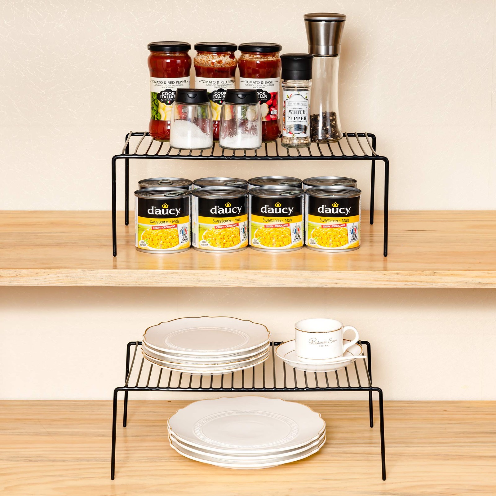 4 Pack Large (15.7 x 9. 4 Inch) Cabinet Storage Shelf Rack, Rustproof Kitchen...