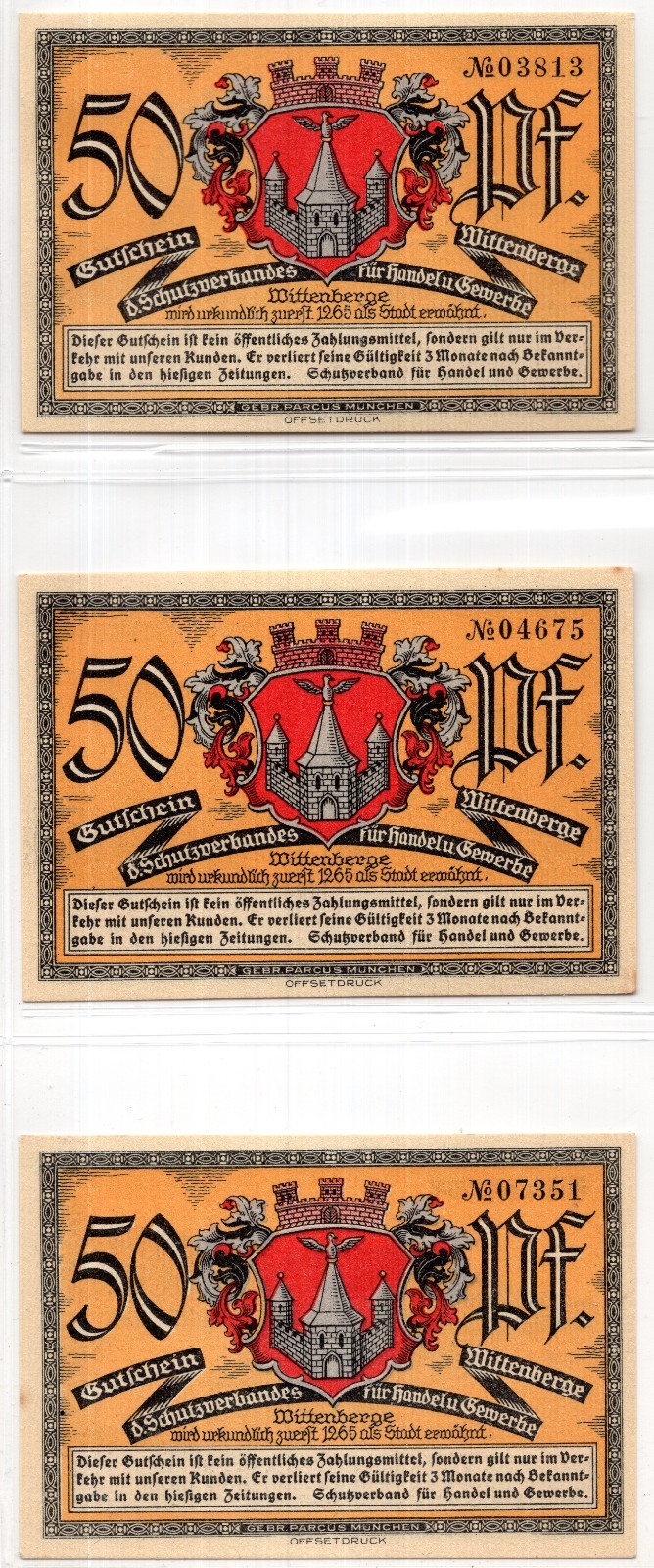 1921 Germany Wittenberge Notgeld 6 Note Set (1926)
