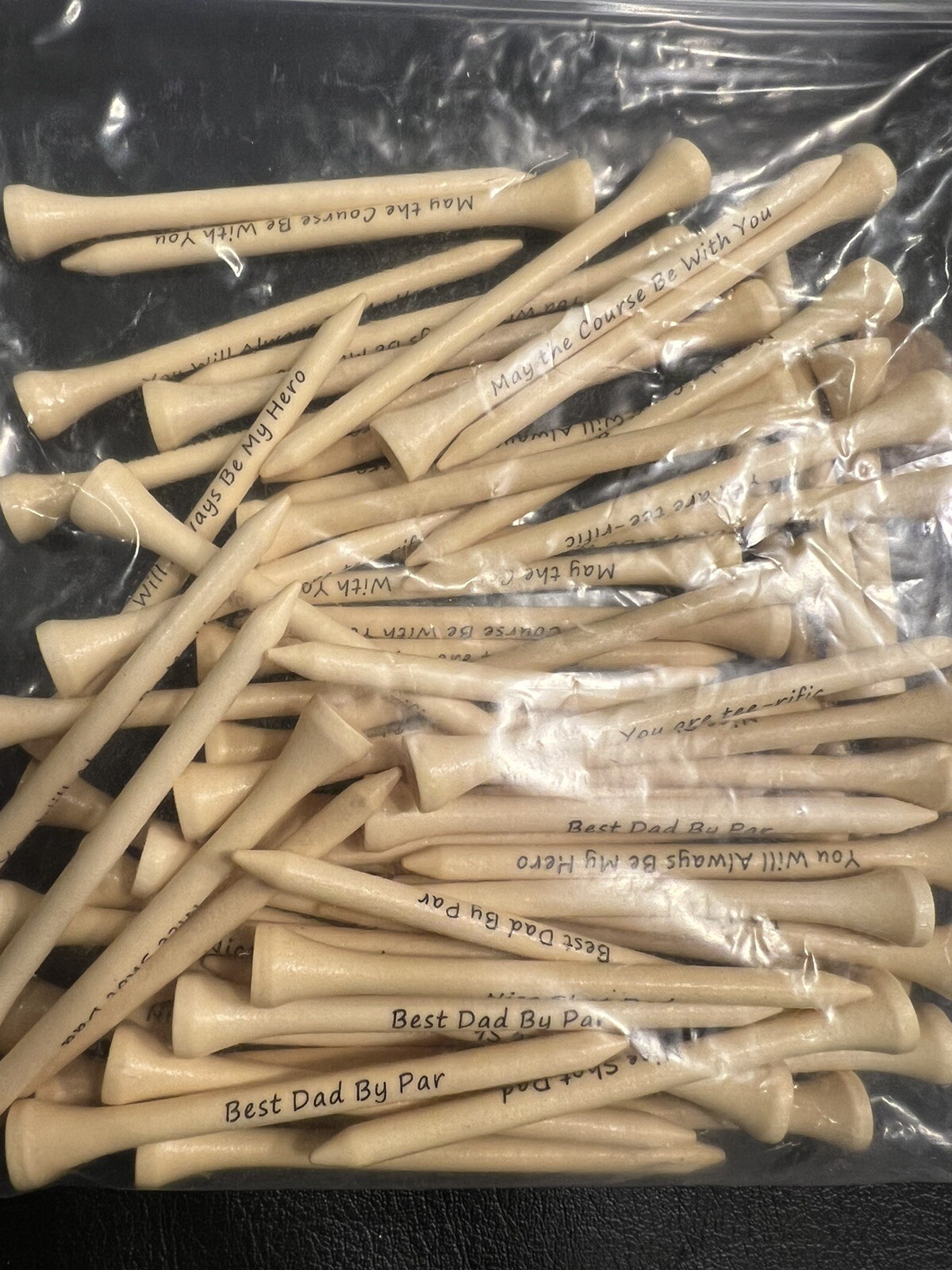60xBag Burlywood Wooden Professional Golf Tees 83mm 3 1/4" Length Fathers Day