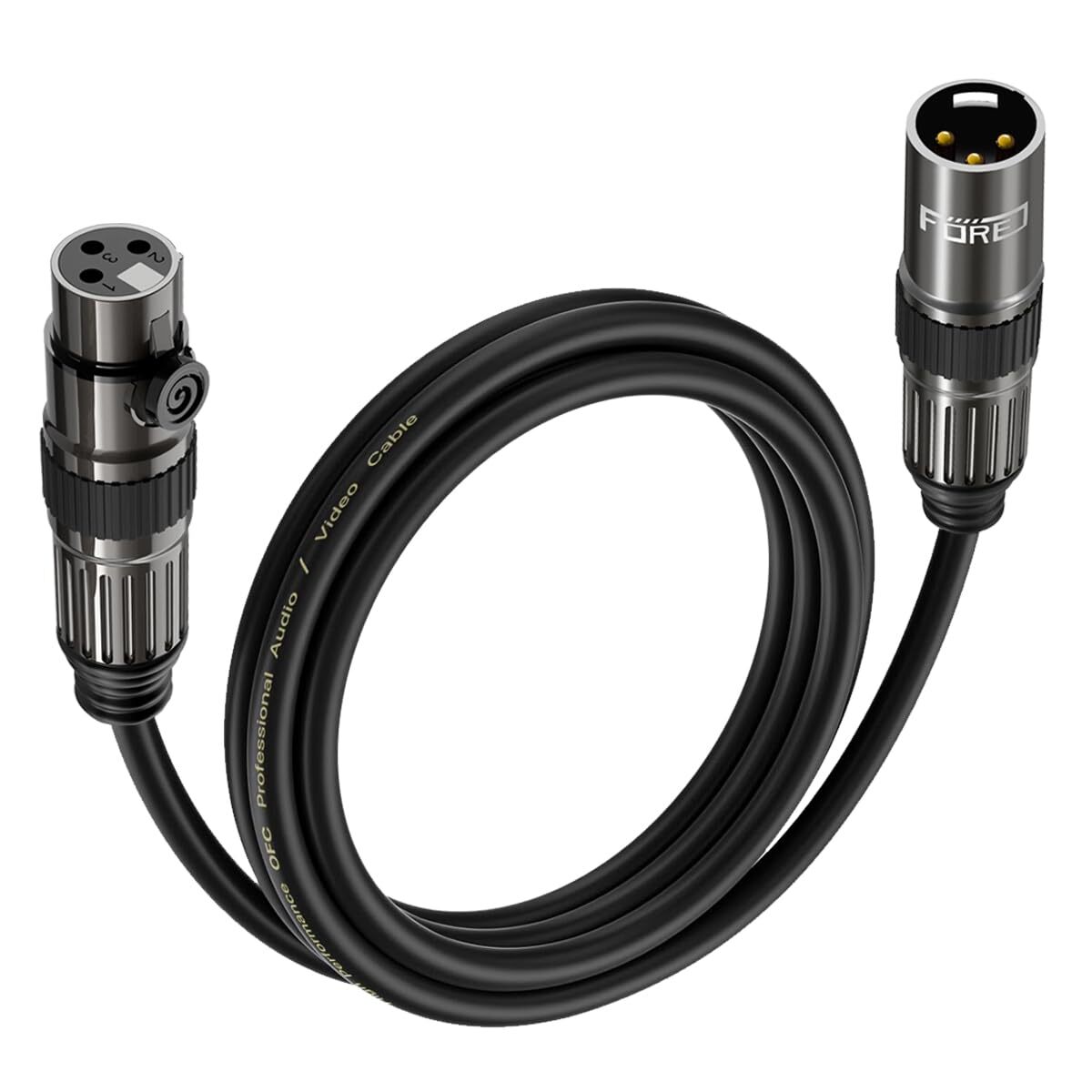 XLR to XLR Cable 1 Pack 3.3 Feet Grey & Black OFC Male to Female Microphone