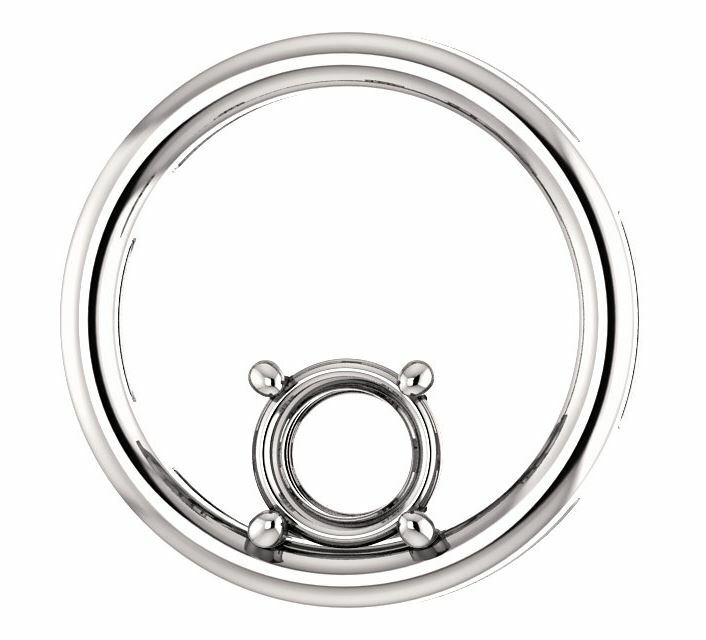 Sterling Silver Round Cut Solitaire Pendant Setting - Ring Style Pendant Mountin