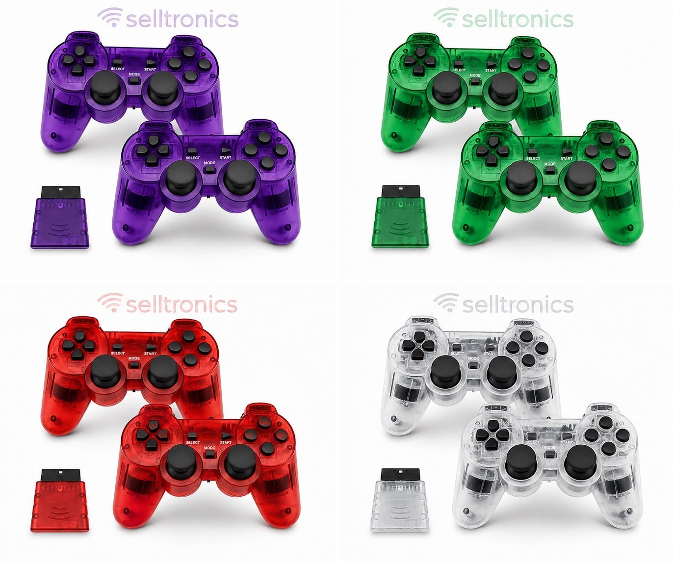 2X BUNDLE For PS2 PS1 Wireless control 2.4GHz Dual Vibration + Pick your Color