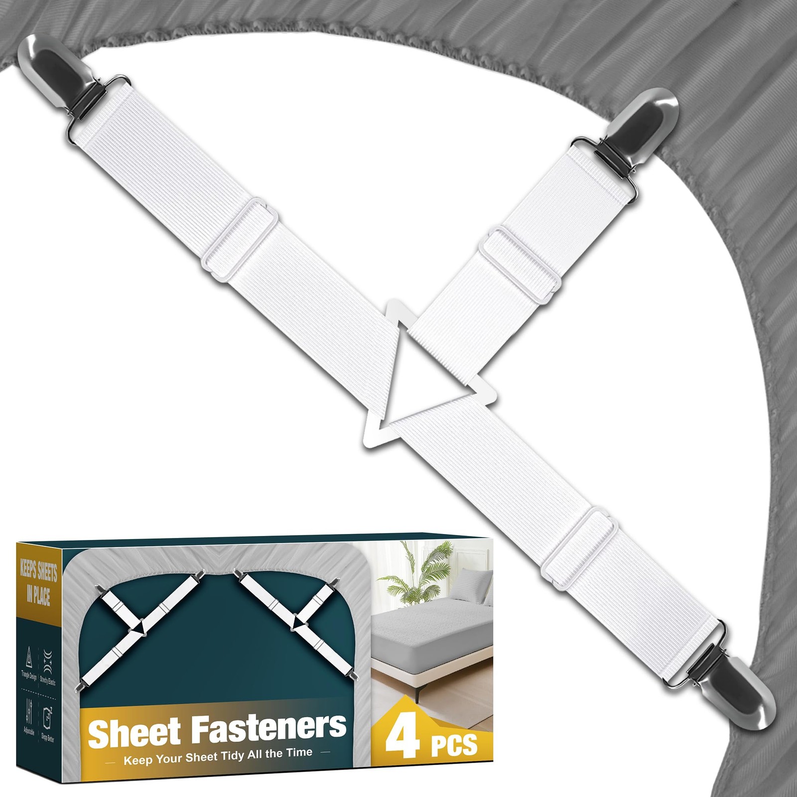 WHISPERING WONDER 4 Pack Adjustable Triangle Style 4 - White, White