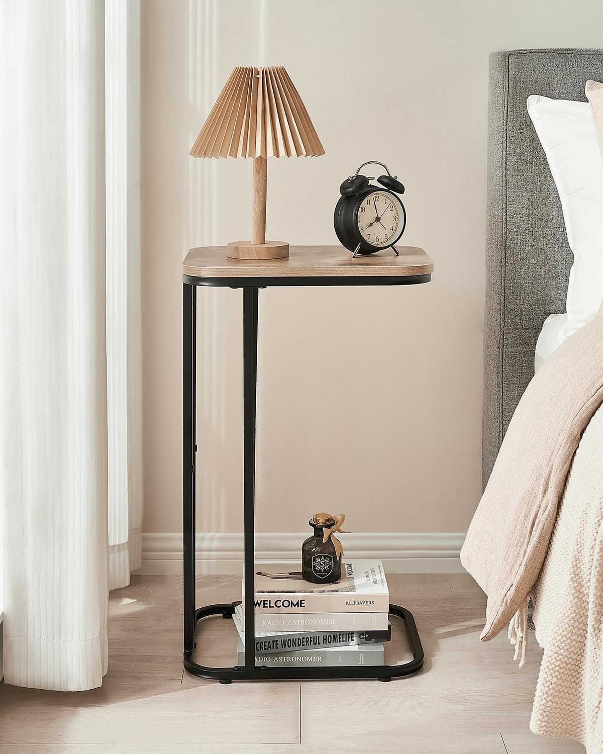 C Shaped End Table 27 Inches High Small Side Table Sofa & Bed Couch Table That