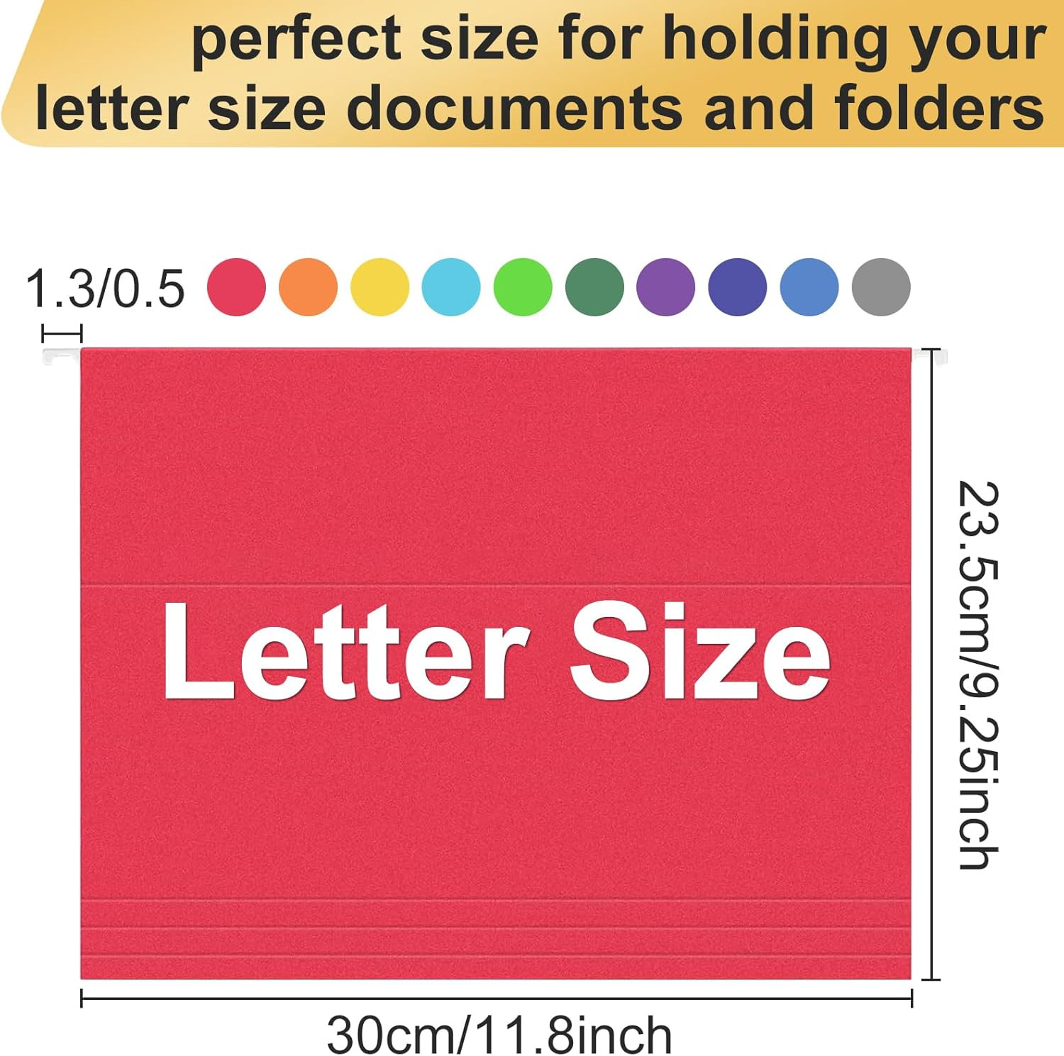 Hanging File Folders, 50 Pack Letter Size Hanging File Folders with 1/5-Cut Tabs