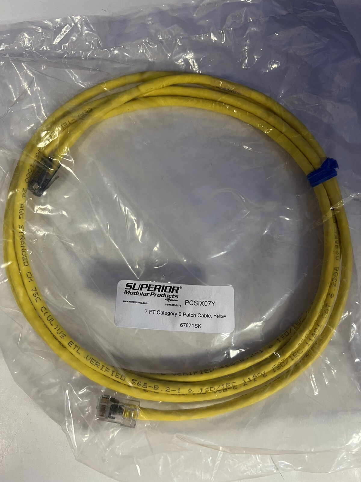Lot Of 25 Yellow 7ft Cat6 Superior Modular Products Pcsix07y New