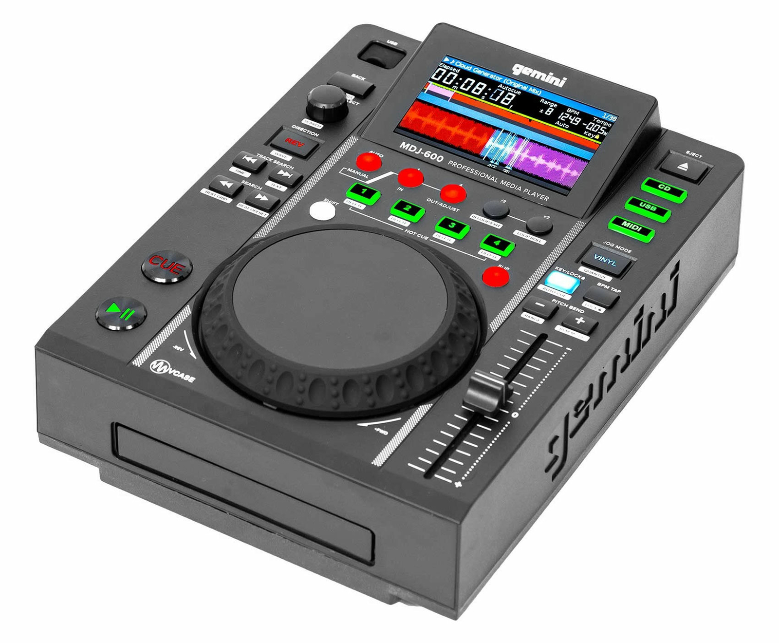 Gemini MDJ-600 Tabletop USB/CD Media Player DJ MIDI Controller + Power Strip