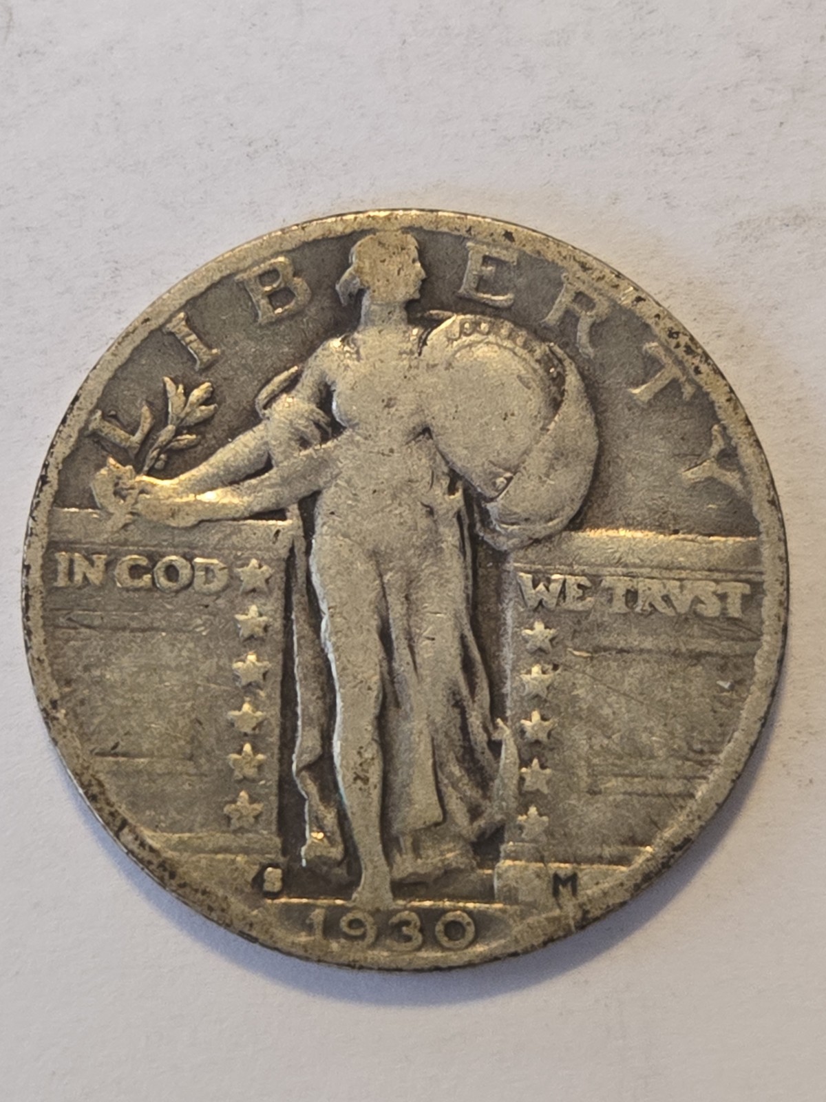 1930 S  Standing Liberty Quarter VG Very Good  .900 Silver