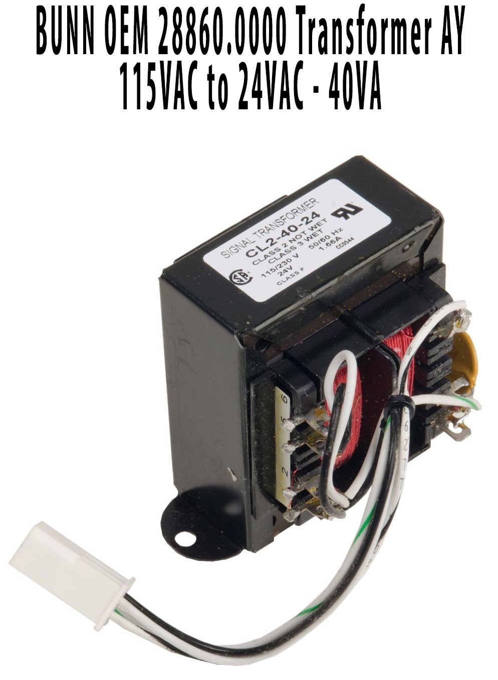 BUNN OEM 28860.0000 Transformer AY - 115VAC to 24VAC - 40VA