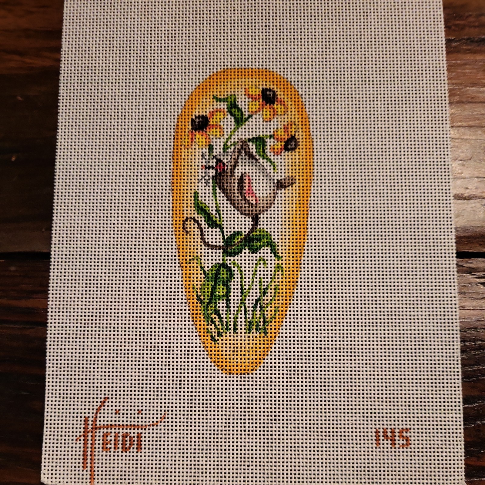 Playful Mouse Floral Carrot Needlepoint Canvas By Heidi Stanley