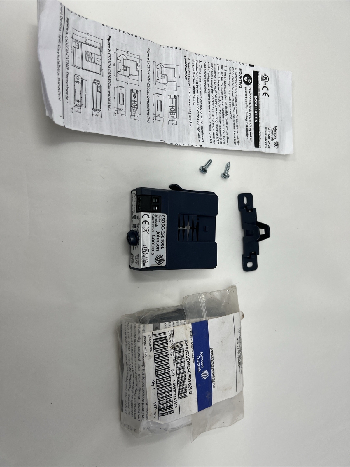 Johnson Controls CSDSC-C50100L0 Current Sensing Relay; 0.50-10A; Self Powered