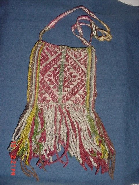 OLD PERUVIAN QUECHUA INDIAN HANDWOVEN COCA LEAF BAG PERU