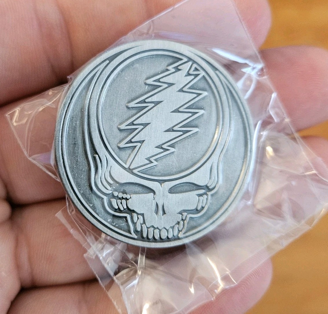 1.5" Grateful Dead Steal Your Face SYF Stealie Pewter Tone Hat Pin