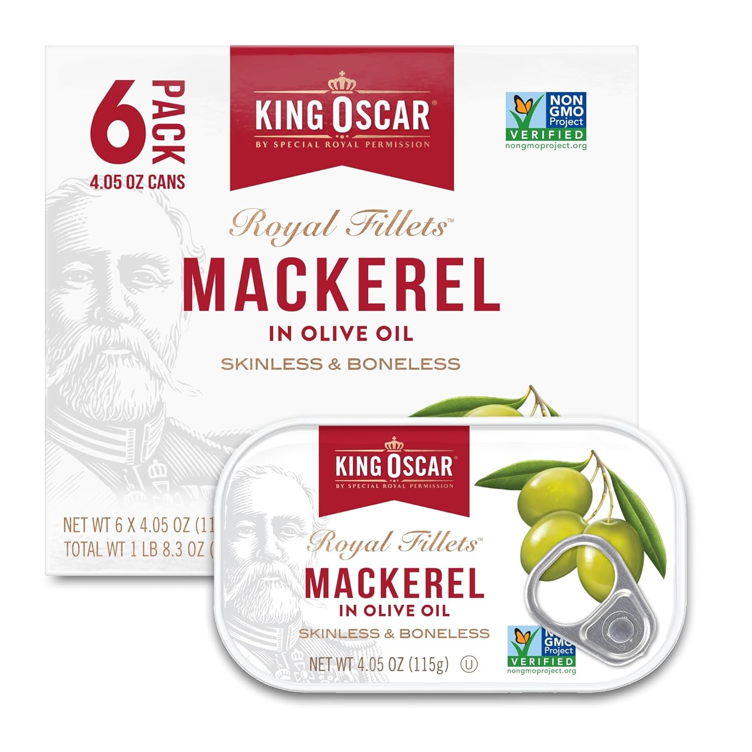 King Oscar Mackerel in Olive Oil, 4.05 Ounce Can (Pack of 6, Packaging May Vary)