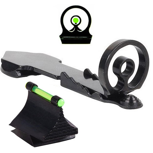 Muzzleloader  BullsEye GREEN Fiber Optic Sight Set for  barrel cut dovetails