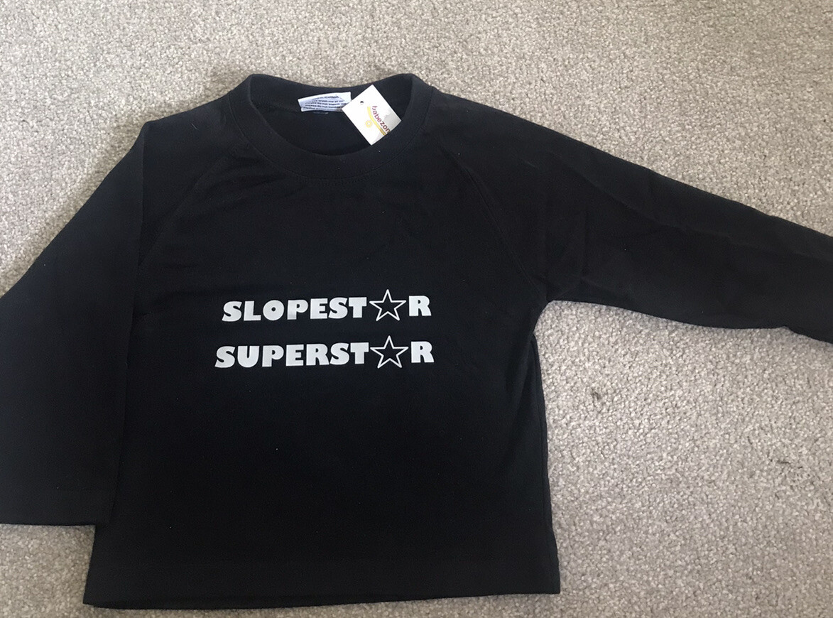 Boys Babies Girls Long Sleeve Snowboard Ski T Shirt ‘Slopestar Superstar’ Age 2