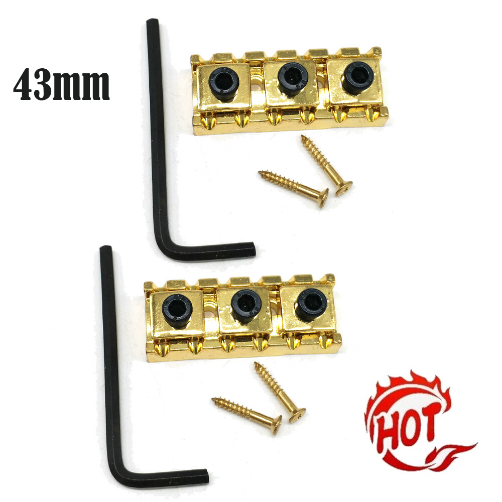 2 Sets Guitar Locking Nut 43mm String Lock For Floyd Rose Tremolo Bridge Gold