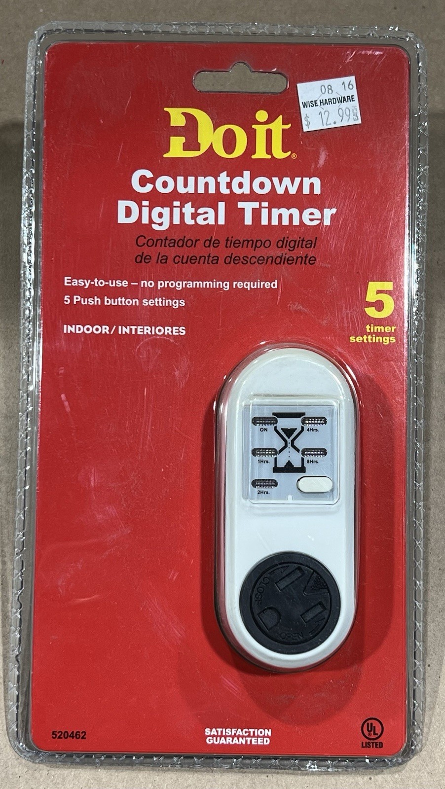 Do It 520462 Countdown Digital Timer Indoor 5 push button timer settings NOS