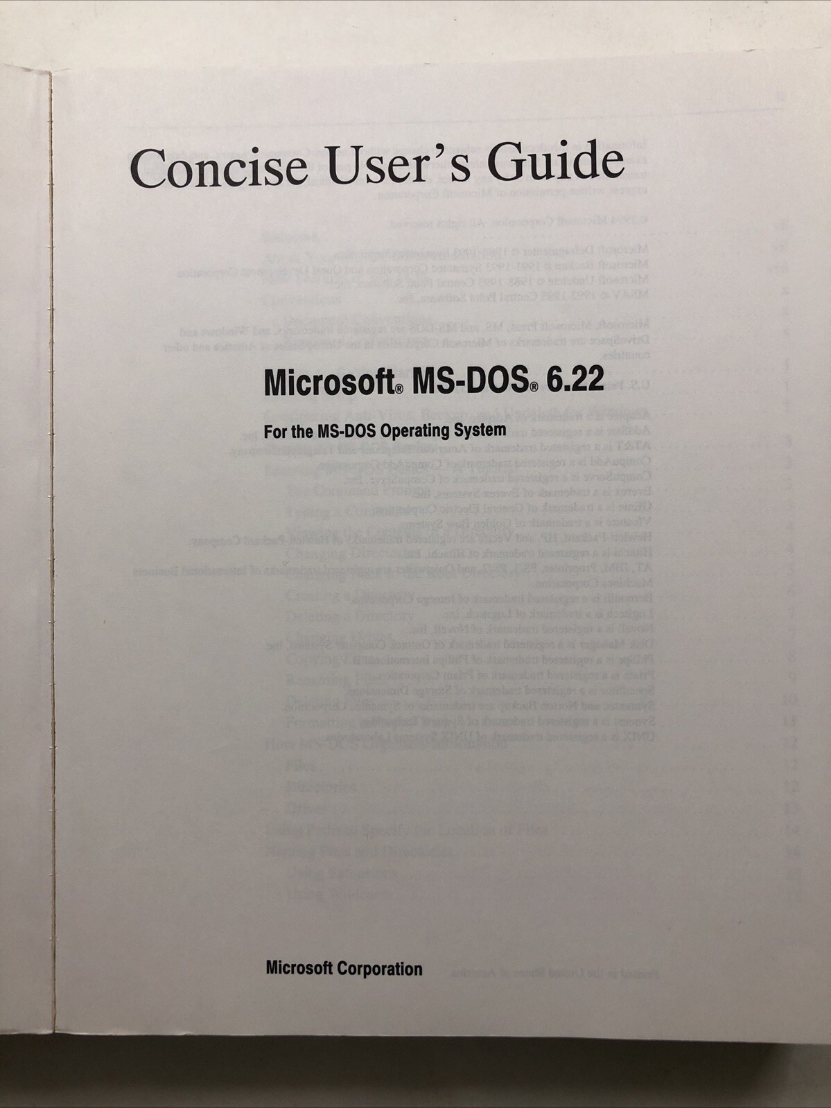 Microsoft Windows & For Working Groups MS-DOS 6.22 Operating Systems Users Guide