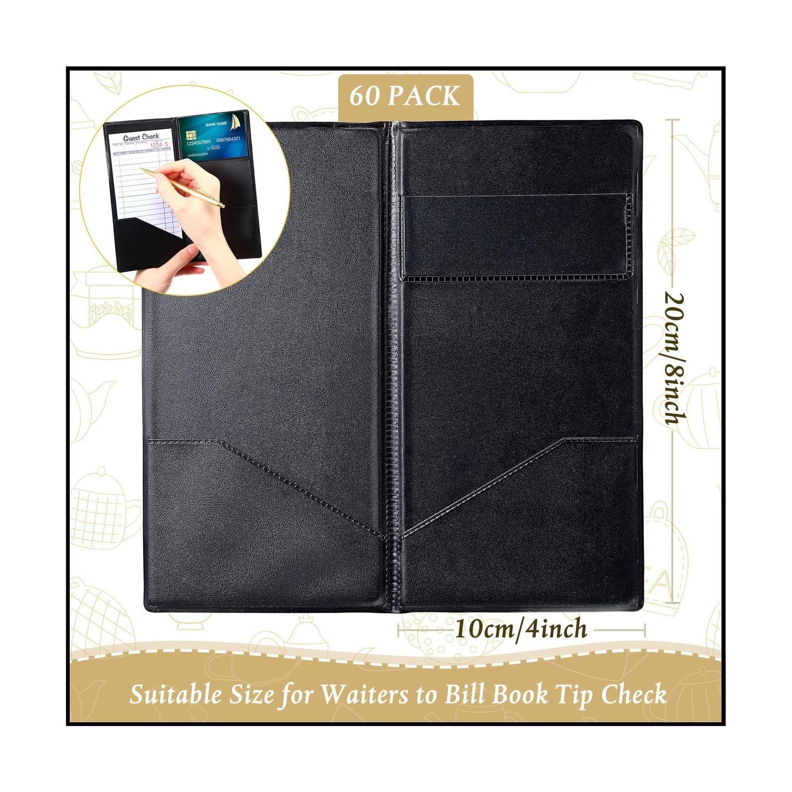 Amyhill 60 Pcs Check Presenters for Restaurants, Guest Bill Card Holders Rest...