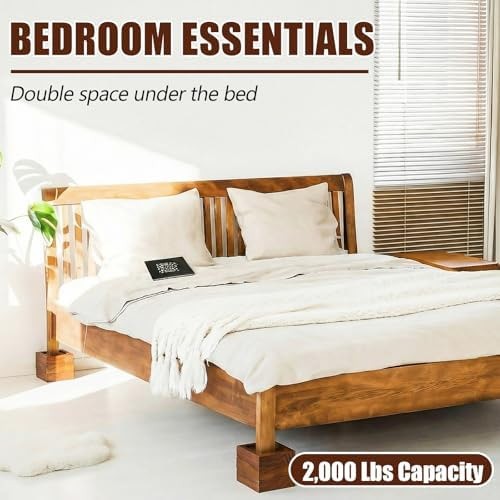8 Pack Bed Risers Solid Wood Furniture Risers Lifts Height Adjustable from 1"...