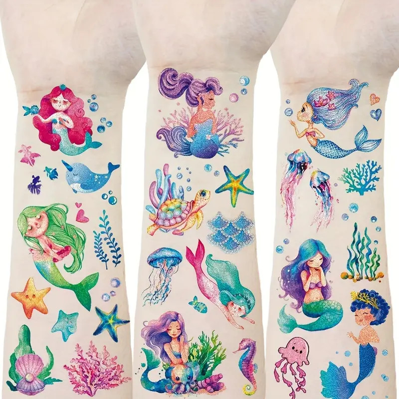 8 Sheets/OPP Glitter Mermaid & Unicorn
