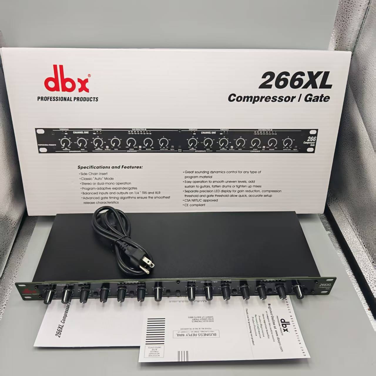 DBX 266XS 2-Channel Compressor/Gate Rack Mount Pro Audio Dynamics Processing