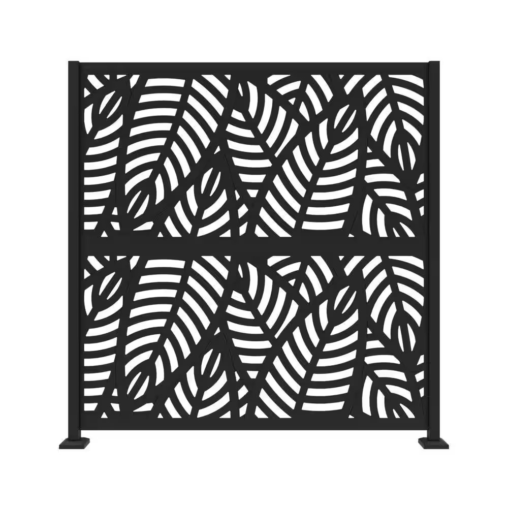 6 Ft. X 6 Ft. Matte Black Metal Decorative Screen Panel Frame Kit with Sanibel B