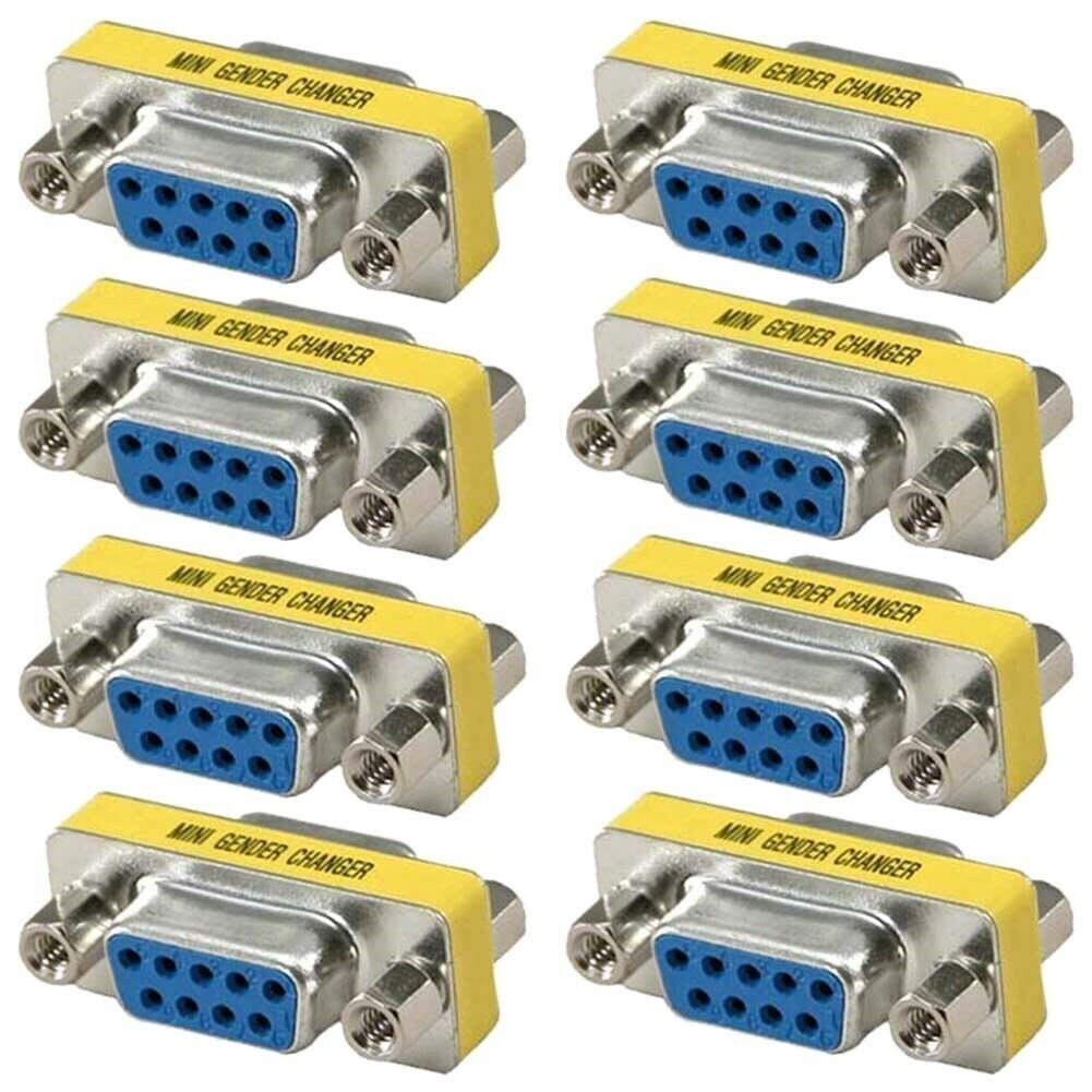 8 Pcs DB9 D-SUB 9 Pin Serial Female to Female Mini Gender Changer Couple Adapter