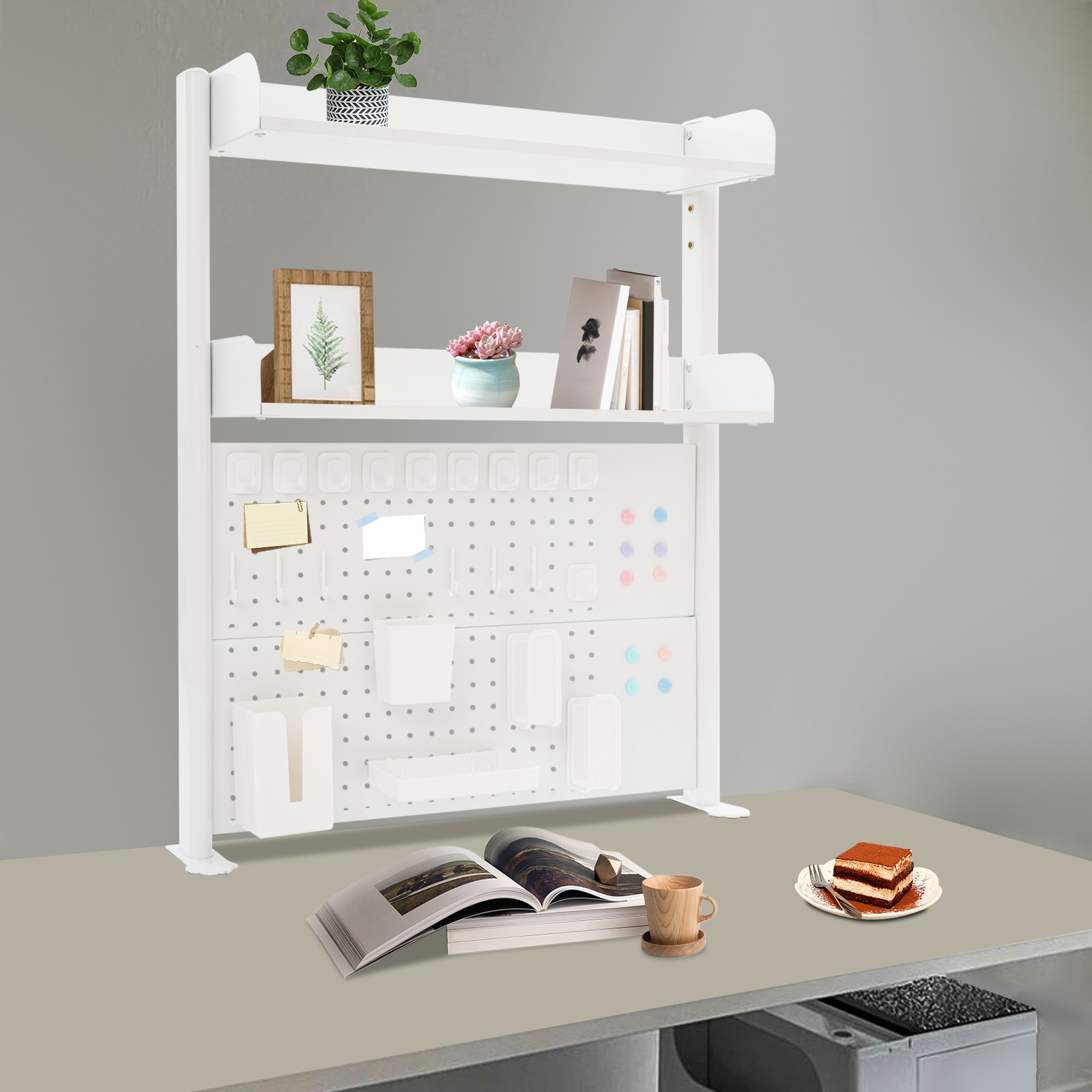 Tabletop Pegboard Bookshelf Clamp On Desk Organizer Multipurpose Bookshelf US
