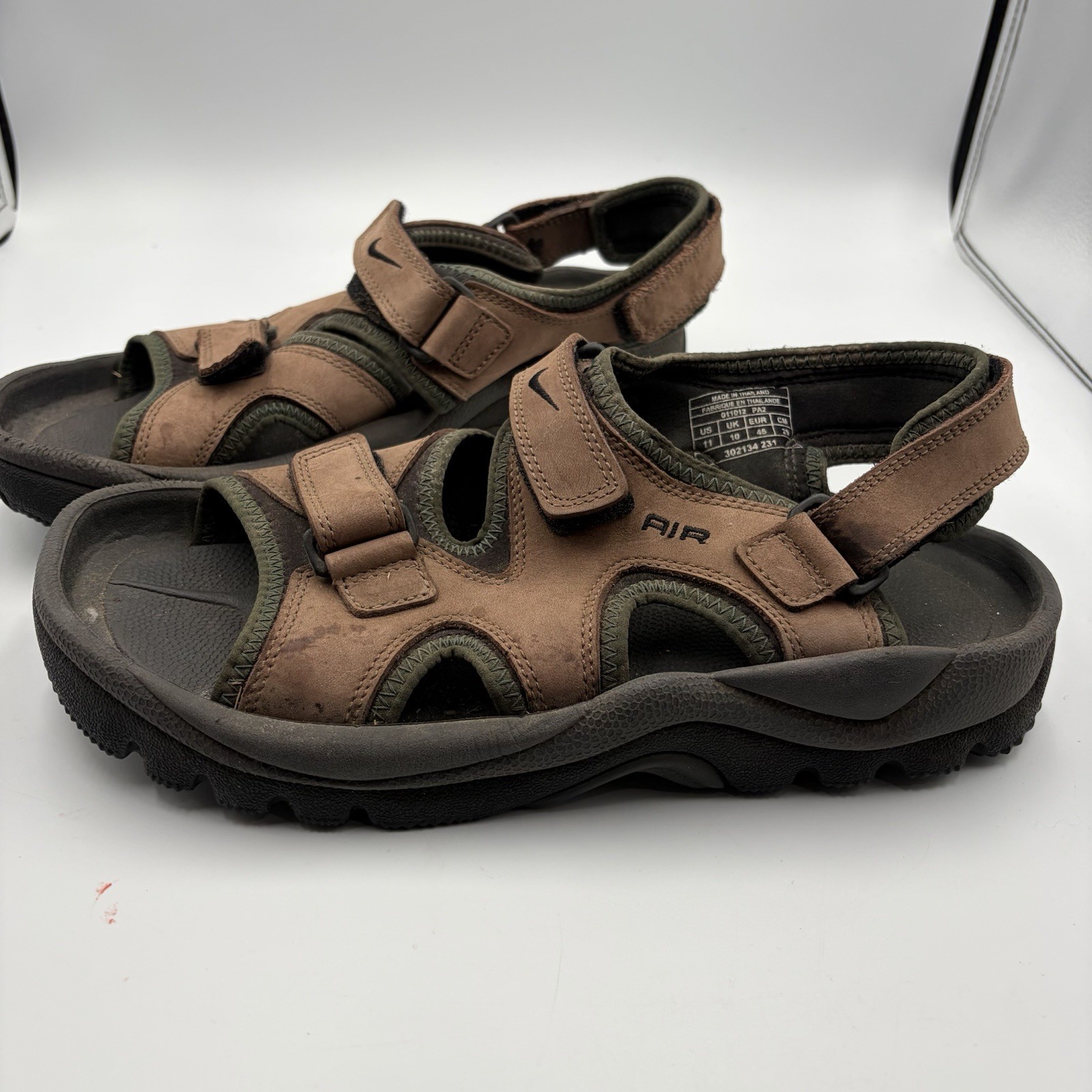 Nike Air Adjustable Strap Golf Sandals Brown Green Mens US 11 EUR 45