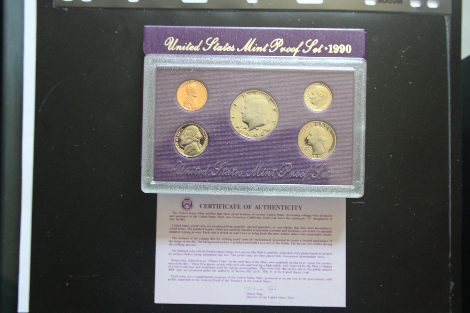 1990-S PROOF SET OGP IN EXCELLENT CONDITION COA