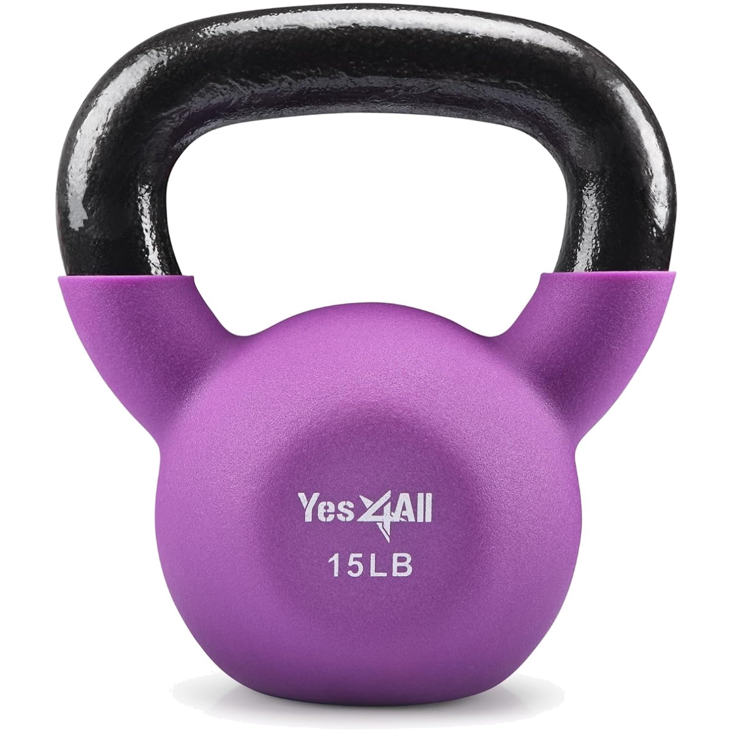 15 LB Neoprene Coated Cast Iron Kettlebell for Full Body Training & Stability