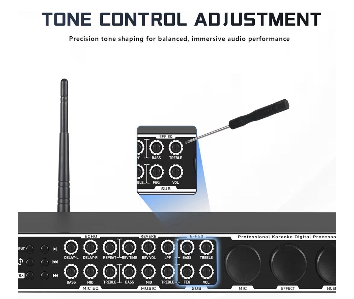 Karaoke Processor System, Digital PreStage Effector Vocal Preamp Mixer Equalizer