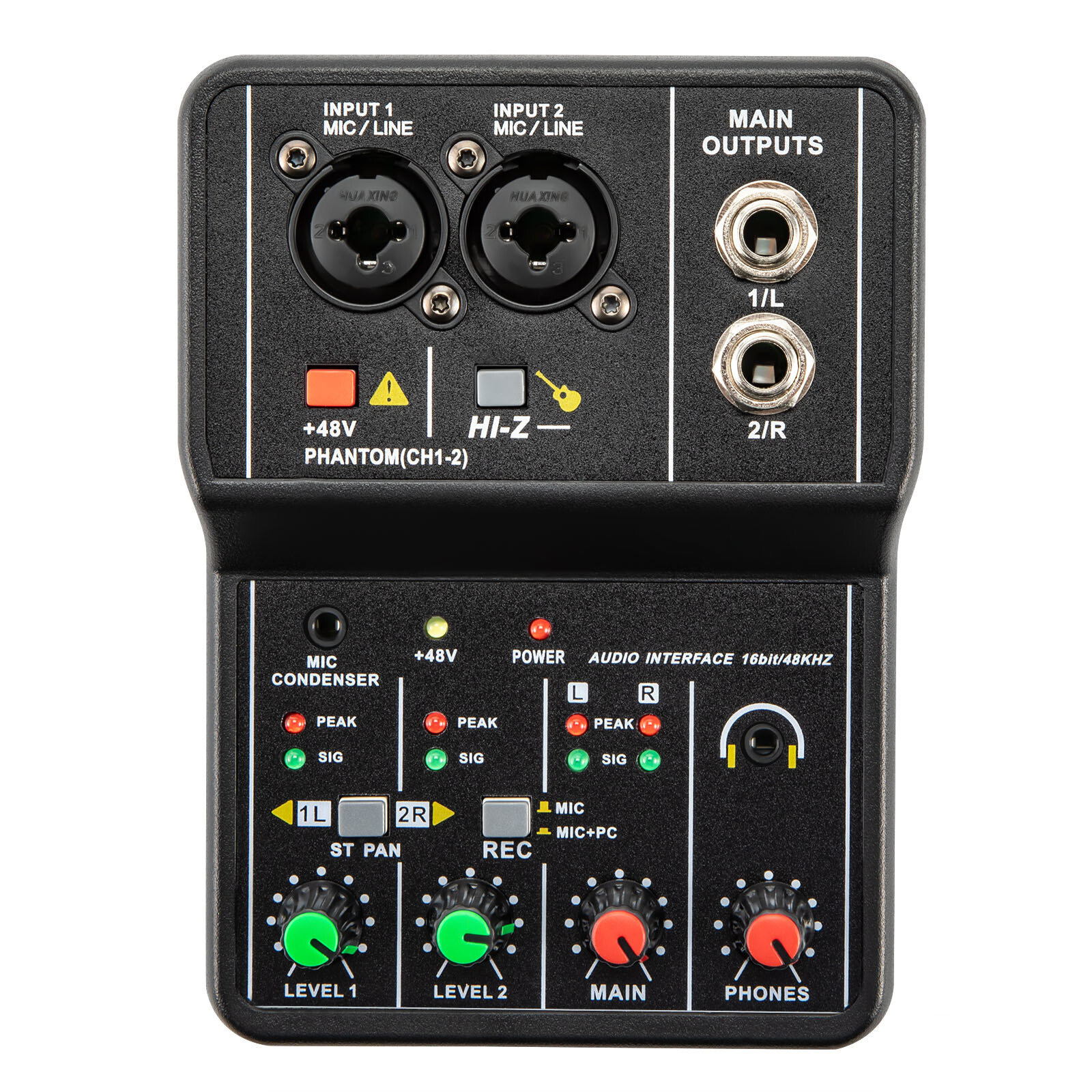2 Channel Mixing Console Live Studio Audio DJ Mixer Sound Board USB Interface