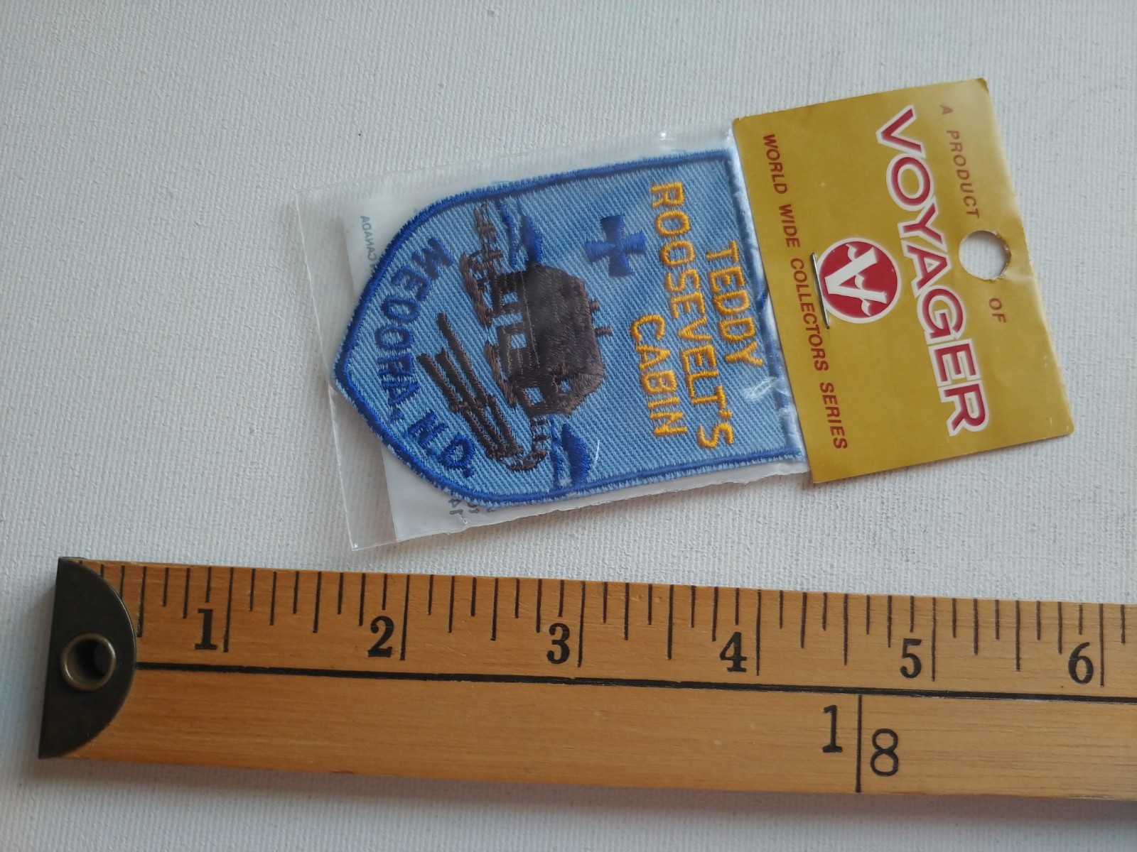 * RARE TEDDY ROOSEVELT CABIN VOYAGER TRAVEL SOUVENIR PATCH CREST ECUSSON *