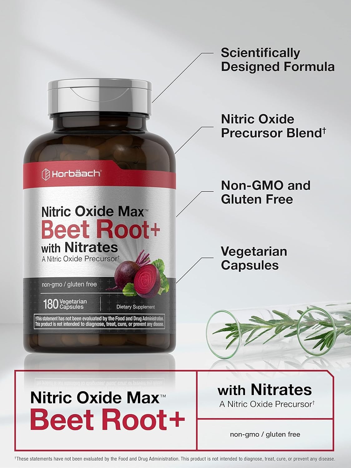 Horb?ach Nitric Oxide Beet Root Capsules | 180 Count | with Nitrates and...