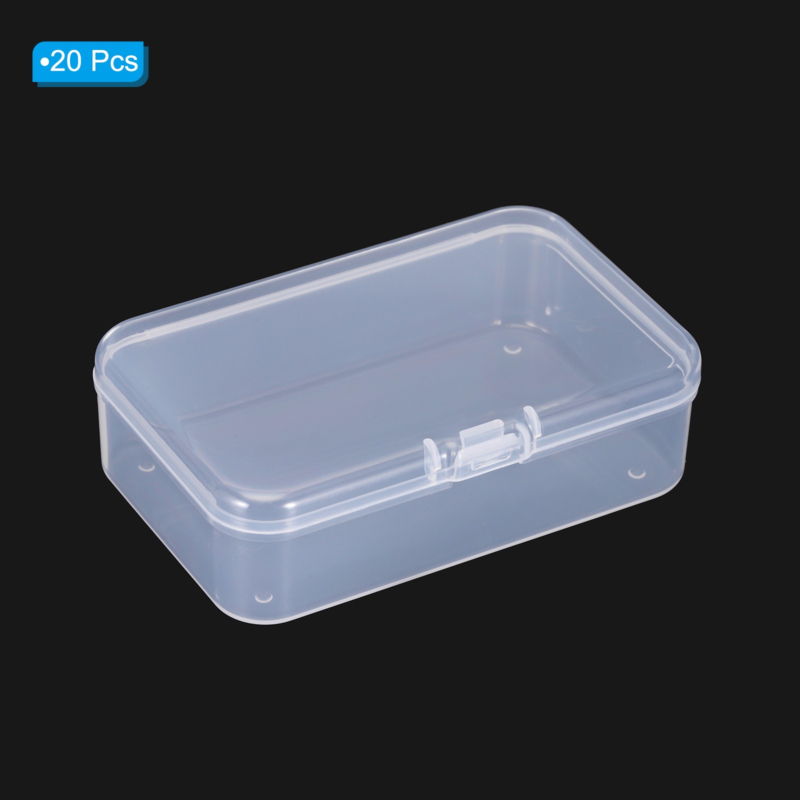 20 Pack 3.3x2.2x1 Inch Plastic Clear Storage Box with Hinged Lid