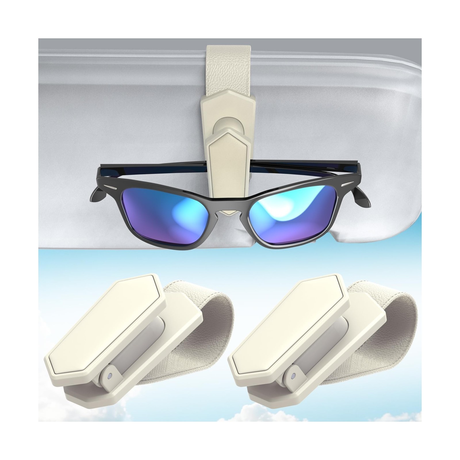 Veharvim One-Handed-Operation Sunglasses Holder for Car, Visor Sunglass Holde...