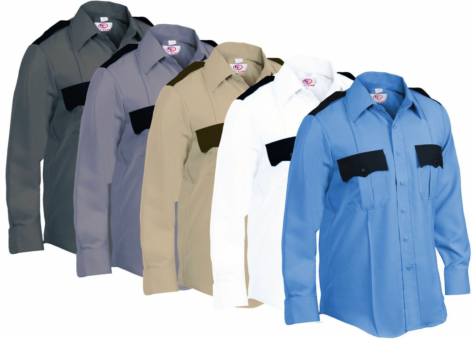 First Class 100% Polyester Two Tone Long Sleeve Uniform Shirt