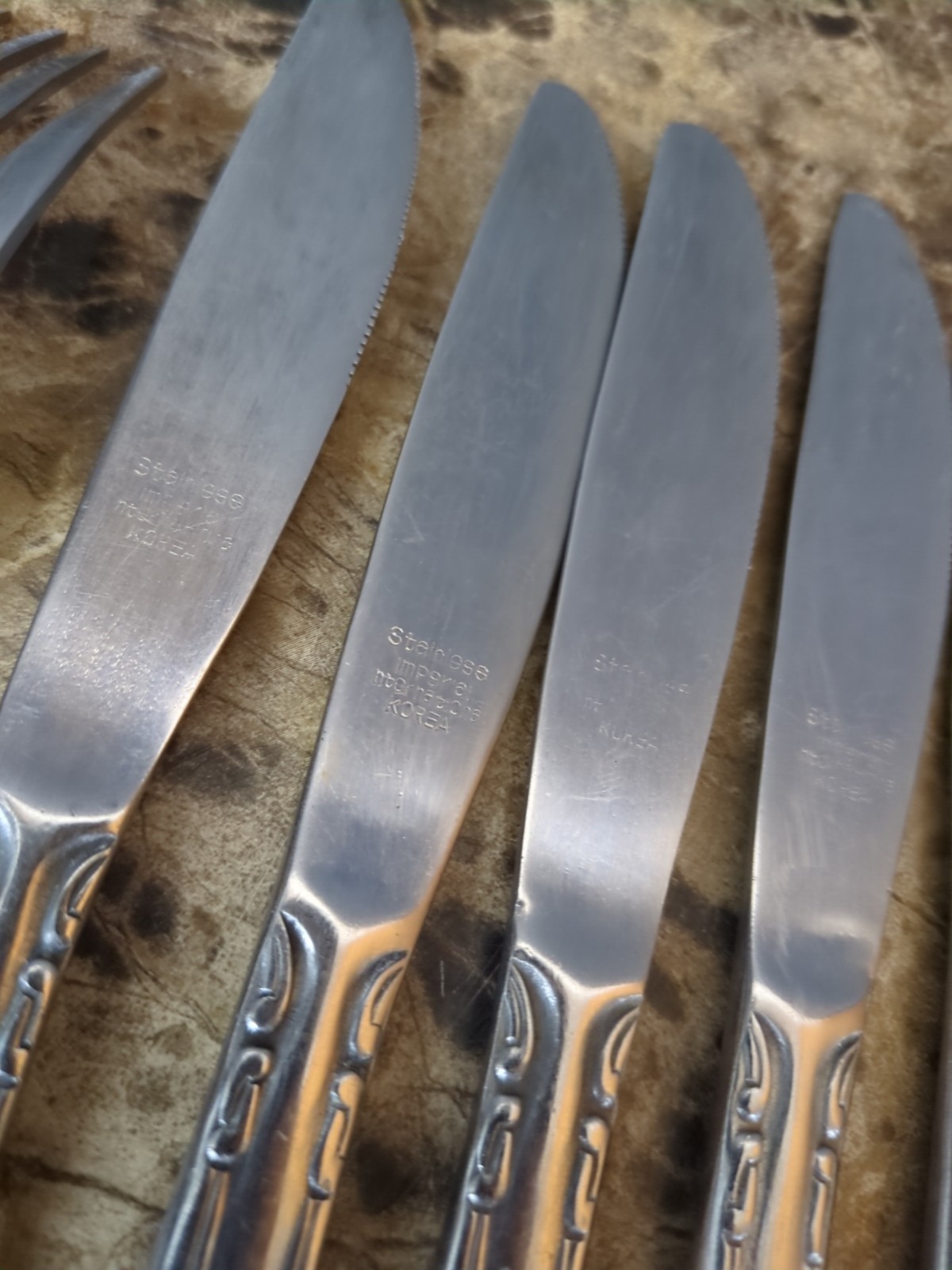16 PC Lot Imperial International Fleurette Stainless Flatware Fork Knife Spoon