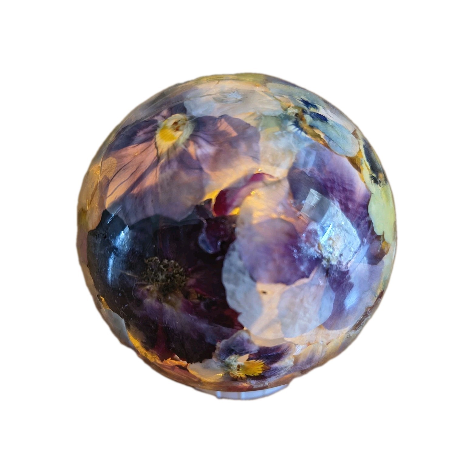 Pressed Flower Acrylic Sphere Paperweight LED Light Botanical Orb Decor
