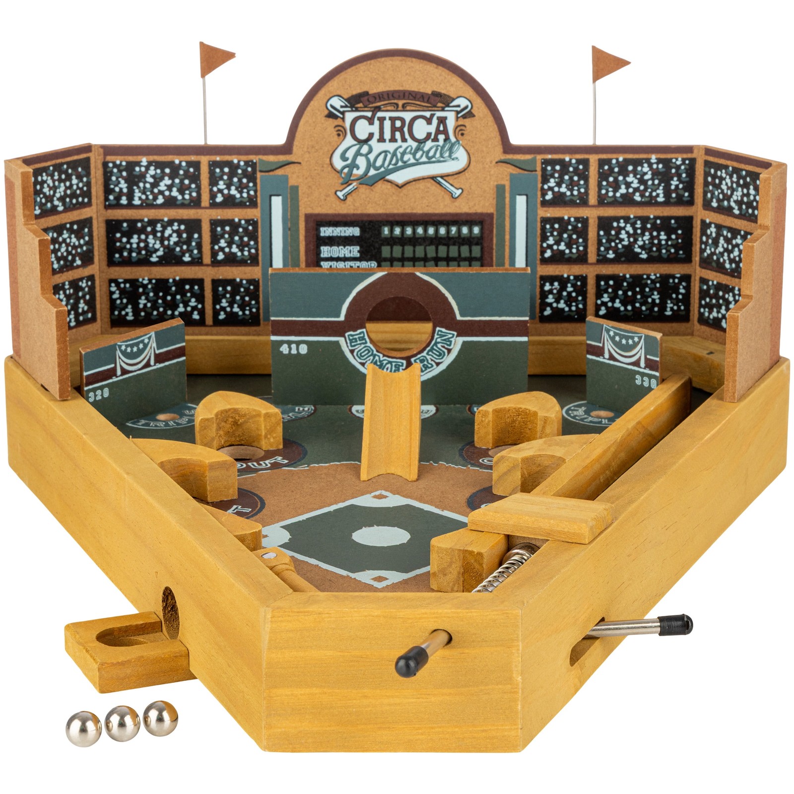 Baseball Pinball Tabletop Games - Classic Miniature Wooden Retro Sports Arcade