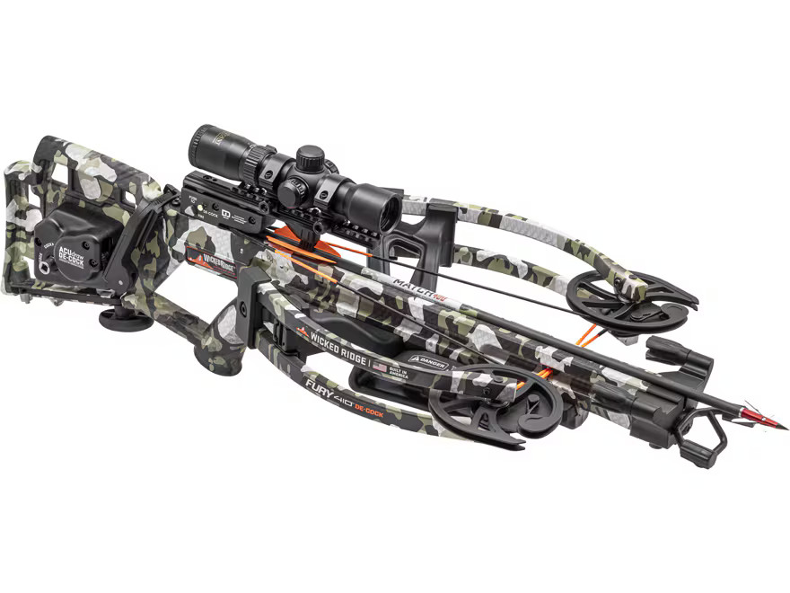 Wicked Ridge Fury 410 ACUdraw De-Cock RangeMaster Pro Scope Crossbow Package