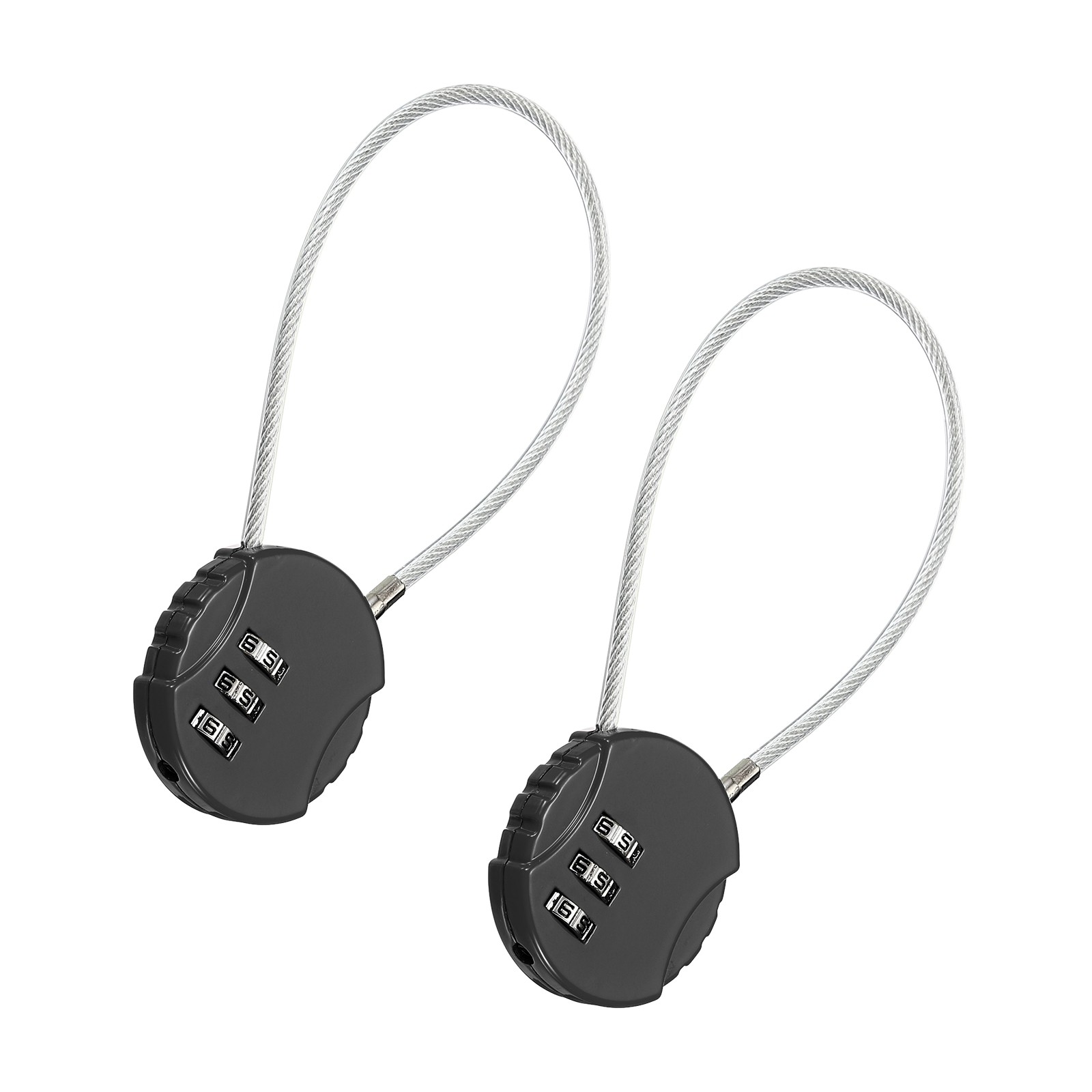 2Pcs 7.8" Black Small Combination Lock 3Digit Padlock for Gym Locker